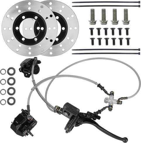 RUTU Front Brake Master Cylinder Caliper Kit for 125cc-250cc ATV, Front Twin Brake Caliper Master Cylinder Assembly for 4 wheeler Go Kart Buggy Quad Golf Cart - 130mm Brake Disc in Saudi Arabia