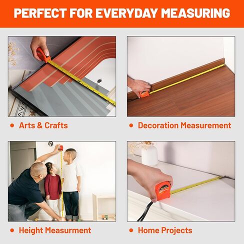 ValueMax Tape Measure 16FT with Fractions 1/8, 3 Pack Retractable Easy Read Measuring Tape, Imperial Pocket Measurement Tape with Metal Belt Clip for Construction, Contractor, Carpenter, Woodworking in Saudi Arabia