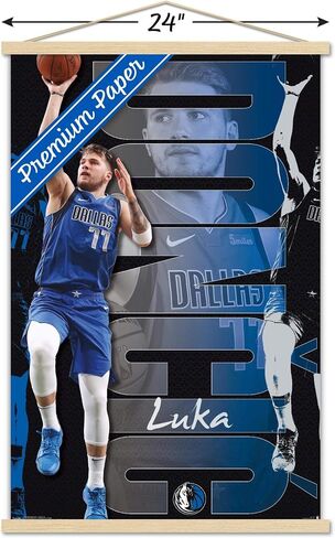 Trends International NBA Dallas Mavericks - Luka Doncic 19 Wall Poster, 22.375" x 34", Premium Print and Beechwood Hanger Bundle in Saudi Arabia
