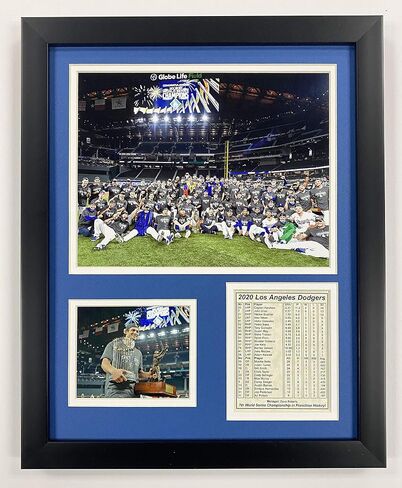 Los Angeles Dodgers | 2020 World Series Champions | Framed Photo Collage Wall Art Decor - 12" x 15" | Mound in Saudi Arabia