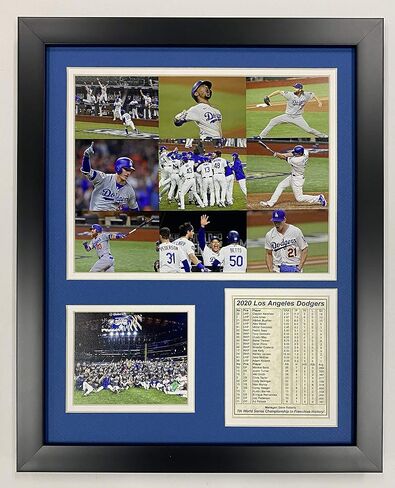 Los Angeles Dodgers | 2020 World Series Champions | Framed Photo Collage Wall Art Decor - 12" x 15" | Mound in Saudi Arabia