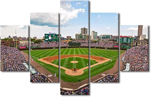 TUMOVO Sports Stadium Canvas Wall Art Wrigley Field in Chicago Paintings Chicago Prints on Canvas Modern Artwork Pictures for Living Room Bedroom Wall Decor Giclee Framed Ready to Hang, 60" Wx40 H in Saudi Arabia