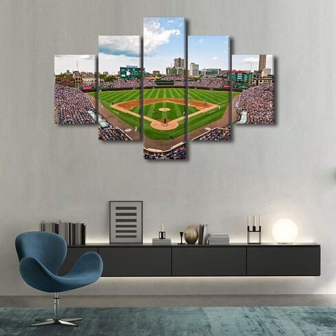 TUMOVO Sports Stadium Canvas Wall Art Wrigley Field in Chicago Paintings Chicago Prints on Canvas Modern Artwork Pictures for Living Room Bedroom Wall Decor Giclee Framed Ready to Hang, 60" Wx40 H in Saudi Arabia