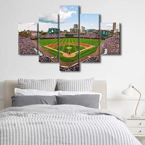 TUMOVO Sports Stadium Canvas Wall Art Wrigley Field in Chicago Paintings Chicago Prints on Canvas Modern Artwork Pictures for Living Room Bedroom Wall Decor Giclee Framed Ready to Hang, 60" Wx40 H in Saudi Arabia