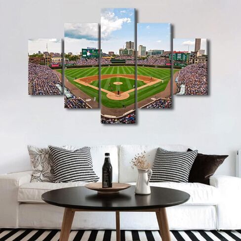 TUMOVO Sports Stadium Canvas Wall Art Wrigley Field in Chicago Paintings Chicago Prints on Canvas Modern Artwork Pictures for Living Room Bedroom Wall Decor Giclee Framed Ready to Hang, 60" Wx40 H in Saudi Arabia