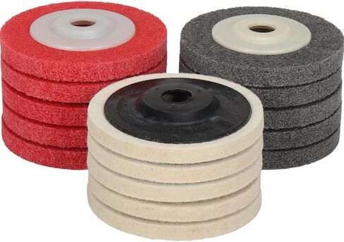 15 حزمة 4 بوصة إطارات لامعة لطاحونة الزوايا، 5 قطع قرص صوف ناعم جدًا + 5 قطع 7P قرص ألياف النايلون + 5 قطع 9P قرص ألياف النايلون in Kuwait