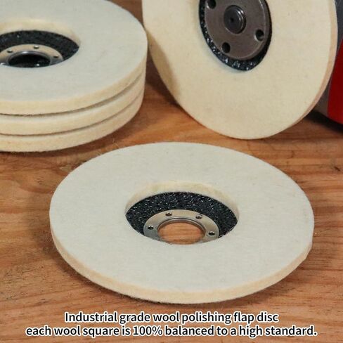 قرص عجلة تلميع من الصوف مقاس 5 بوصة × 7/8 بوصة لمطحنة الزوايا، عجلة تلميع من الصوف الناعم جدًا من النوع 27 قرص رفرف، 3 عبوات in Kuwait