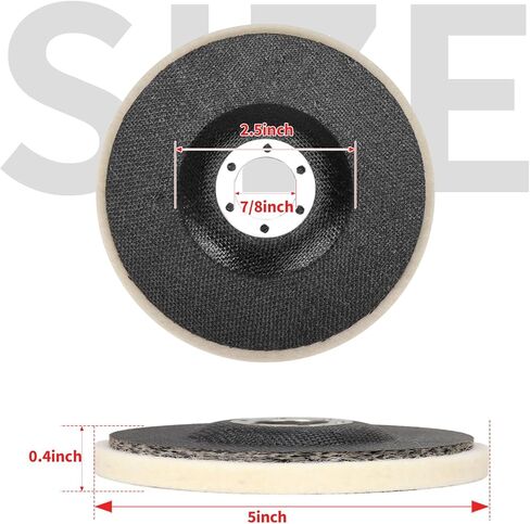 قرص عجلة تلميع من الصوف مقاس 5 بوصة × 7/8 بوصة لمطحنة الزوايا، عجلة تلميع من الصوف الناعم جدًا من النوع 27 قرص رفرف، 3 عبوات in Kuwait