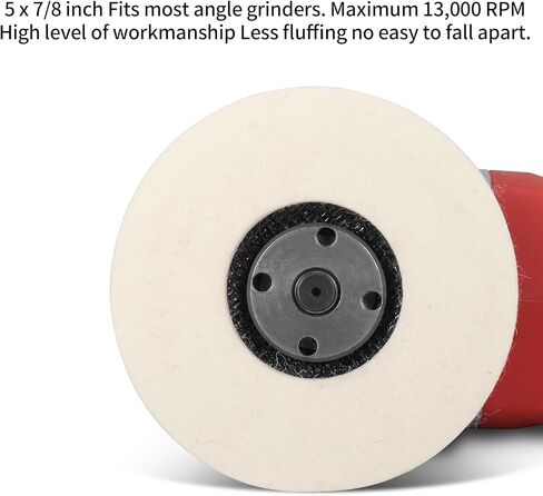 قرص عجلة تلميع من الصوف مقاس 5 بوصة × 7/8 بوصة لمطحنة الزوايا، عجلة تلميع من الصوف الناعم جدًا من النوع 27 قرص رفرف، 3 عبوات in Kuwait
