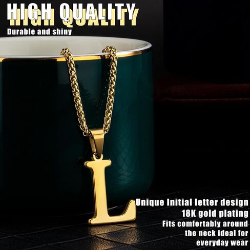 Initial Necklace for Men Women Boys Girls, 18K Gold Plated 26 Letters Pendant Necklace, Personalized Jewelry Gifts in Saudi Arabia