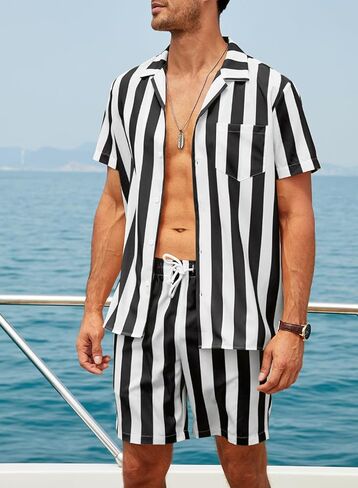 JMIERR Men Hawaiian Matching Set, Casual Summer Beach 2 Piece Outfits Button Down Short Sleeve Shirts and Shorts in Saudi Arabia