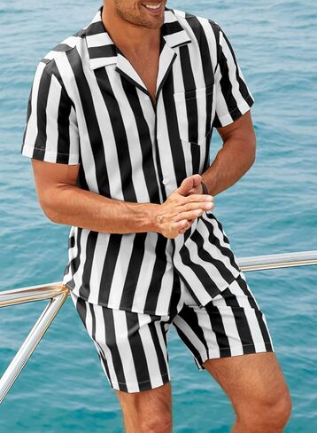 JMIERR Men Hawaiian Matching Set, Casual Summer Beach 2 Piece Outfits Button Down Short Sleeve Shirts and Shorts in Saudi Arabia