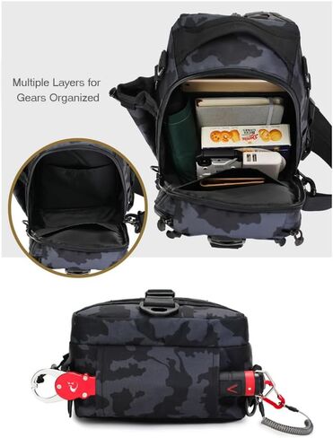 Fishing Backpack Tackle Sling Bag, Fishing Backpack with Rod Holder, Tackle Box Fly Fishing Gifts for Men Women (Standard(14.5 * 8.2 * 5Inch)-Army Green) in Kuwait