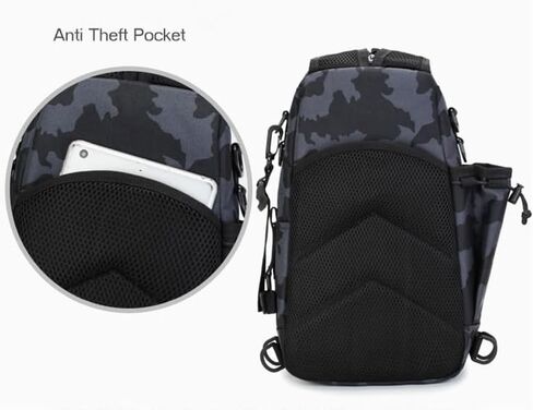 Fishing Backpack Tackle Sling Bag, Fishing Backpack with Rod Holder, Tackle Box Fly Fishing Gifts for Men Women (Standard(14.5 * 8.2 * 5Inch)-Army Green) in Kuwait