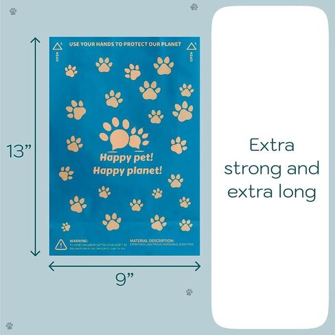 Dog Poop Bags Rolls with Dispenser, Pet waste bags for Dog & Cat, Unscented doggie bags, Bulk dog poop bags Thick and Leakproof, Dog waste bags 120 Pieces 9 * 13 inches Happy Pet! Happy Planet! in Saudi Arabia