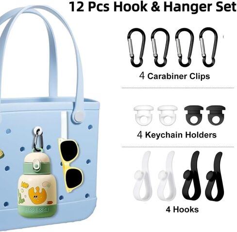 12 قطعة من إكسسوارات LOVE MEI لحقائب Bogg، وخطاطيف إدخال لحقائب Bogg، وتنظيم إكسسوارات حامل المفاتيح، متوافقة مع حقيبة Bogg Bag Beach، متوافقة مع حقائب الشاطئ الصغيرة والكبيرة in Kuwait