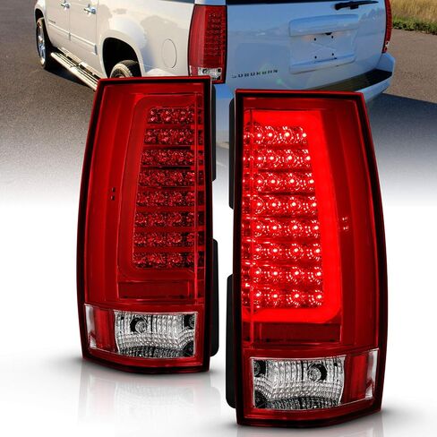 AmeriLite لسيارة 2007-2014 Chevy Tahoe Suburban/GMC Yukon XL Denali استبدال هالوجين شفاف من النوع C، LED، مجموعة مصابيح خلفية أنبوبية، السيارة - جانب الركاب والسائق، مجموعة مصابيح السيارة، أسود in Saudi Arabia