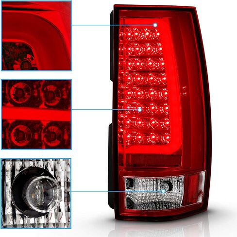 AmeriLite لسيارة 2007-2014 Chevy Tahoe Suburban/GMC Yukon XL Denali استبدال هالوجين شفاف من النوع C، LED، مجموعة مصابيح خلفية أنبوبية، السيارة - جانب الركاب والسائق، مجموعة مصابيح السيارة، أسود in Saudi Arabia