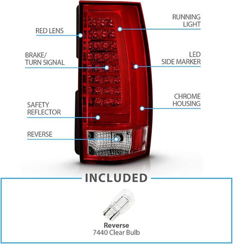 AmeriLite لسيارة 2007-2014 Chevy Tahoe Suburban/GMC Yukon XL Denali استبدال هالوجين شفاف من النوع C، LED، مجموعة مصابيح خلفية أنبوبية، السيارة - جانب الركاب والسائق، مجموعة مصابيح السيارة، أسود in Saudi Arabia