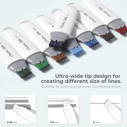 Ohuhu Alcohol Markers Extra Wide Broad Tip - Refillable Ink- 6 Colors of Sky Glass - 1-19mm Nib Calligraphy Markers for Background Poster Design Renderings Large Areas Coloring Molokai Series in Saudi Arabia