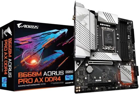 جيجابايت B660M AORUS PRO AX DDR4 (B660/ Intel/LGA/ 1700/ Micro-ATX/ DDR4/ Dual M.2/ PCIe 4.0/ USB 3.2 Gen2 Type-C/WiFi 6 802.11ax/ Intel 2.5GbE LAN/اللوحة الأم) in Saudi Arabia