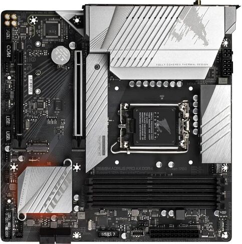 جيجابايت B660M AORUS PRO AX DDR4 (B660/ Intel/LGA/ 1700/ Micro-ATX/ DDR4/ Dual M.2/ PCIe 4.0/ USB 3.2 Gen2 Type-C/WiFi 6 802.11ax/ Intel 2.5GbE LAN/اللوحة الأم) in Saudi Arabia