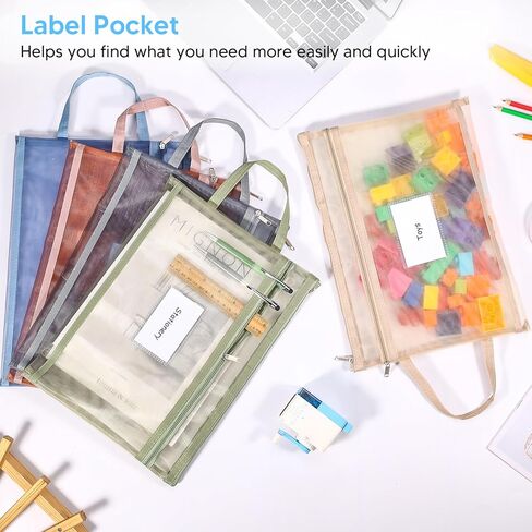 10 عبوات من أكياس الحقيبة الشبكية بسحاب مزدوجة الطبقة مع جيب للملصق، وأكياس تخزين الألعاب، وحقائب تخزين الألعاب، وأكياس تخزين المستندات، وحقائب من النايلون مقاس A4 بسحاب للمدرسة والمكتب والمنزل in Kuwait