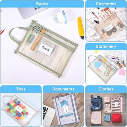 10 عبوات من أكياس الحقيبة الشبكية بسحاب مزدوجة الطبقة مع جيب للملصق، وأكياس تخزين الألعاب، وحقائب تخزين الألعاب، وأكياس تخزين المستندات، وحقائب من النايلون مقاس A4 بسحاب للمدرسة والمكتب والمنزل in Kuwait