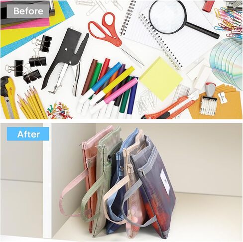 10 عبوات من أكياس الحقيبة الشبكية بسحاب مزدوجة الطبقة مع جيب للملصق، وأكياس تخزين الألعاب، وحقائب تخزين الألعاب، وأكياس تخزين المستندات، وحقائب من النايلون مقاس A4 بسحاب للمدرسة والمكتب والمنزل in Kuwait