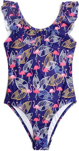 SHEKINI Girls Scoop Neck Bathing Suits Ruffle One Piece Swimsuits Cute Beach Sport Swimwear in Saudi Arabia