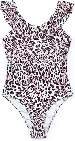 SHEKINI Girls Scoop Neck Bathing Suits Ruffle One Piece Swimsuits Cute Beach Sport Swimwear in Saudi Arabia