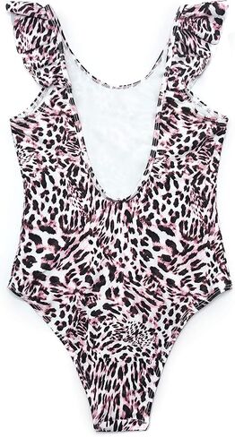 SHEKINI Girls Scoop Neck Bathing Suits Ruffle One Piece Swimsuits Cute Beach Sport Swimwear in Saudi Arabia