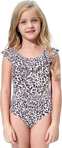 SHEKINI Girls Scoop Neck Bathing Suits Ruffle One Piece Swimsuits Cute Beach Sport Swimwear in Saudi Arabia