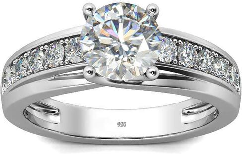 Moissanite Engagement Rings 0.8-2CT 18K White Gold Plated 925 Silver Rings for Women D Color Moissanite Diamond Wedding Ring,With GRA Certificate in Kuwait