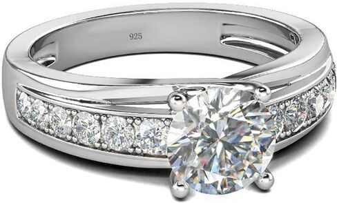 Moissanite Engagement Rings 0.8-2CT 18K White Gold Plated 925 Silver Rings for Women D Color Moissanite Diamond Wedding Ring,With GRA Certificate in Kuwait