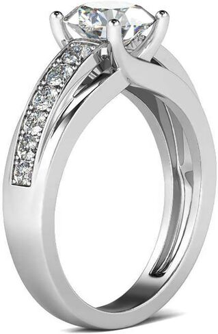 Moissanite Engagement Rings 0.8-2CT 18K White Gold Plated 925 Silver Rings for Women D Color Moissanite Diamond Wedding Ring,With GRA Certificate in Kuwait