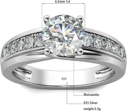 Moissanite Engagement Rings 0.8-2CT 18K White Gold Plated 925 Silver Rings for Women D Color Moissanite Diamond Wedding Ring,With GRA Certificate in Kuwait