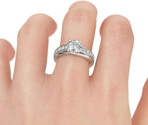 Moissanite Engagement Rings 0.8-2CT 18K White Gold Plated 925 Silver Rings for Women D Color Moissanite Diamond Wedding Ring,With GRA Certificate in Kuwait