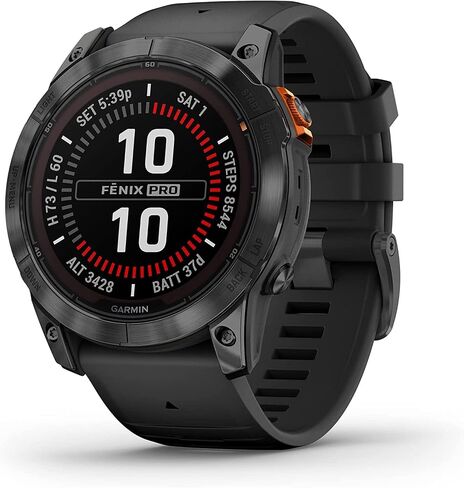 Garmin Fenix 7X Pro Solar, Glass, Slate Gray Steel, Black High Performance Smartwatch, Advanced Training Technology with Charging Stand, Car & Wall Adapters and Cleaning Kit in Saudi Arabia