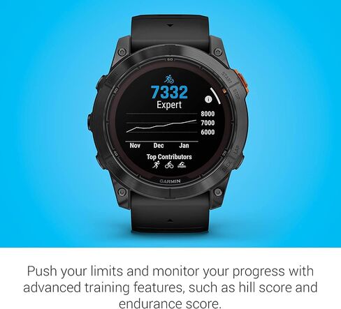 Garmin Fenix 7X Pro Solar, Glass, Slate Gray Steel, Black High Performance Smartwatch, Advanced Training Technology with Charging Stand, Car & Wall Adapters and Cleaning Kit in Saudi Arabia