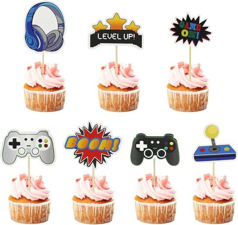 Video Game Cupcake Toppers Gamer Cupcake Picks Assembled Game On Controllers Cupcake Picks GamePad Cake Decorations D1-YXJDGCP in Saudi Arabia