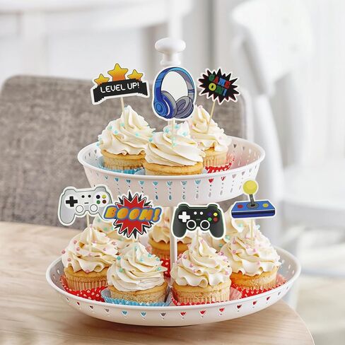 Video Game Cupcake Toppers Gamer Cupcake Picks Assembled Game On Controllers Cupcake Picks GamePad Cake Decorations D1-YXJDGCP in Saudi Arabia