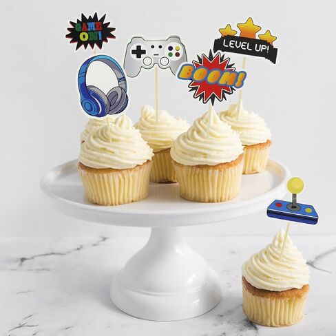 Video Game Cupcake Toppers Gamer Cupcake Picks Assembled Game On Controllers Cupcake Picks GamePad Cake Decorations D1-YXJDGCP in Saudi Arabia