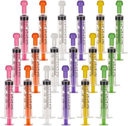 OLYCRAFT 18Pcs 6 Colors 5ML Plastic Measurement Syringe with Cap Individually Sealed Measuring Syringe Tools Without Needle Liquid Syringe for Scientific Labs Liquid Dispensing Pet Supplies in Saudi Arabia