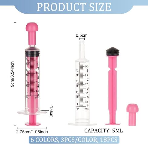 OLYCRAFT 18Pcs 6 Colors 5ML Plastic Measurement Syringe with Cap Individually Sealed Measuring Syringe Tools Without Needle Liquid Syringe for Scientific Labs Liquid Dispensing Pet Supplies in Saudi Arabia