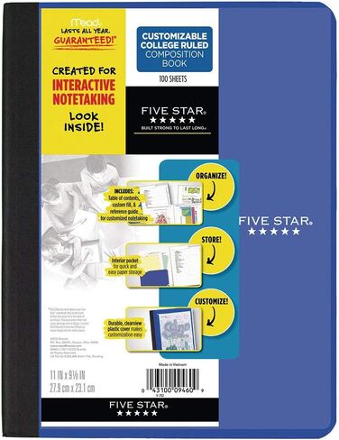 Five Star Interactive Notetaking Composition Book, 1 Subject, College Ruled Composition Notebook, 100 Sheets, 11" x 8-1/2", Purple (09460AB6) in Saudi Arabia