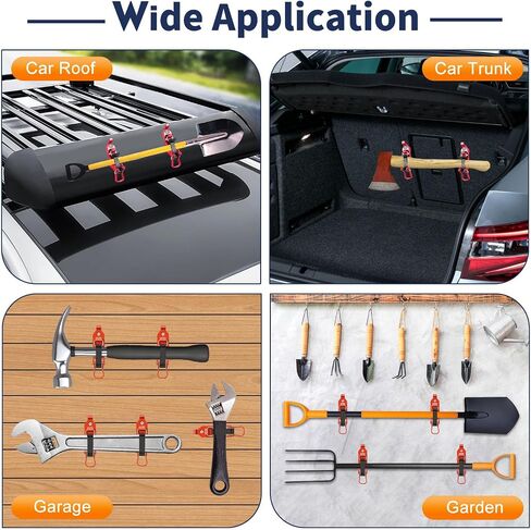 4Pcs Shovel Mount for Roof Rack, Metal Rubber Clamp Mounting Brackets Kit, Shovel Holder for Truck, Car Accessories for Boats,Military Equipment,Overlanding Gear, Quick Release Axe Tool Holder in Saudi Arabia