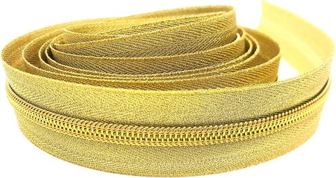 Goyunwell Zipper Tape by The Yard #5 Luxury Gold 5 Yards Nylon Zippers by The Yard with 10pcs Gold Pulls #5 for Bag Purse Making Sewing in Saudi Arabia