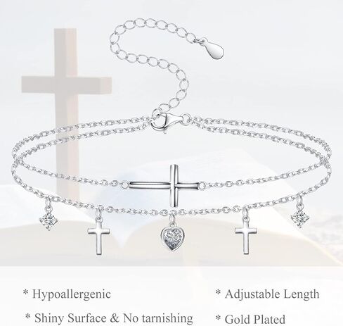 925 Sterling Silver Anklet Bracelets for Women, Butterfly Cross Evil Eye Anklet for Teen Girls, Personalized Ankle Bracelets Jewelry Birthday Gifts for Wife Girlfriend Daughter in Saudi Arabia
