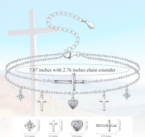 925 Sterling Silver Anklet Bracelets for Women, Butterfly Cross Evil Eye Anklet for Teen Girls, Personalized Ankle Bracelets Jewelry Birthday Gifts for Wife Girlfriend Daughter in Saudi Arabia